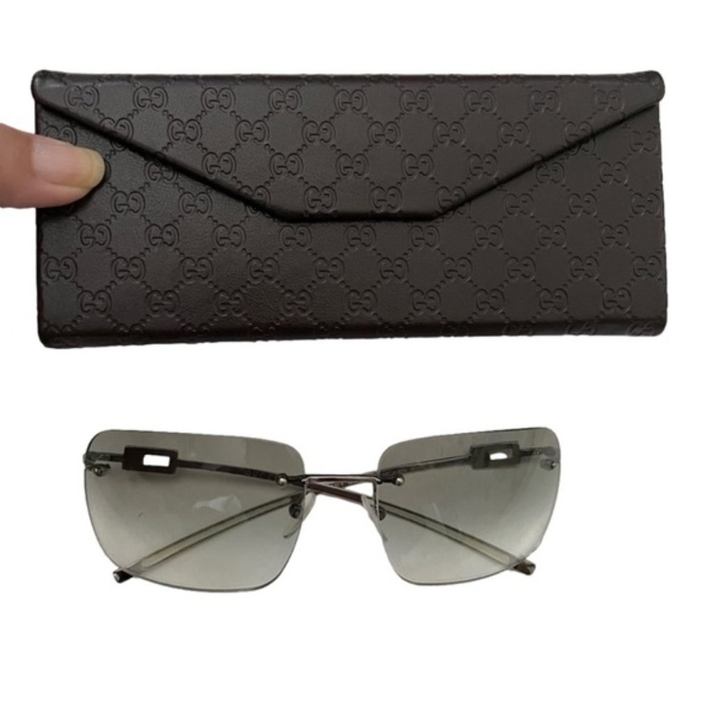 Vintage 90s/Y2K Gucci Rimless Wrap Around Sunglasses w/ Gradient Lens 🇮🇹 - Picture 9 of 11